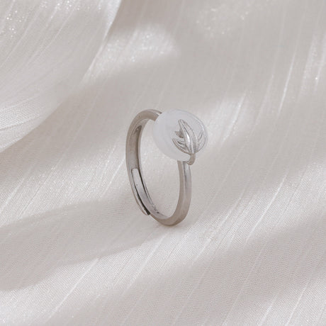 Chinesischer Stil Hetian White Jade Friedensschnallen Ring