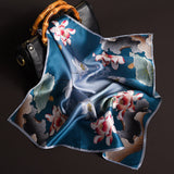 Traditional Famous Painting Pattern Inkjet Light Square Silk Scarf-12