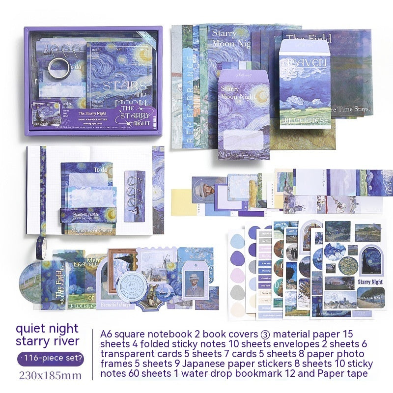 Purple Oil Painting Series Literary Notebook Handbook Set Gift Box-8