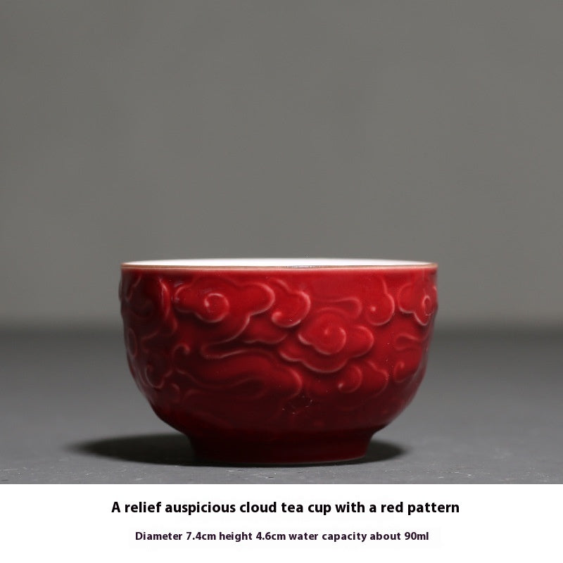 Xiangyun Embossed Tea Cup Kung Fu Master Ceramic Teacup-5