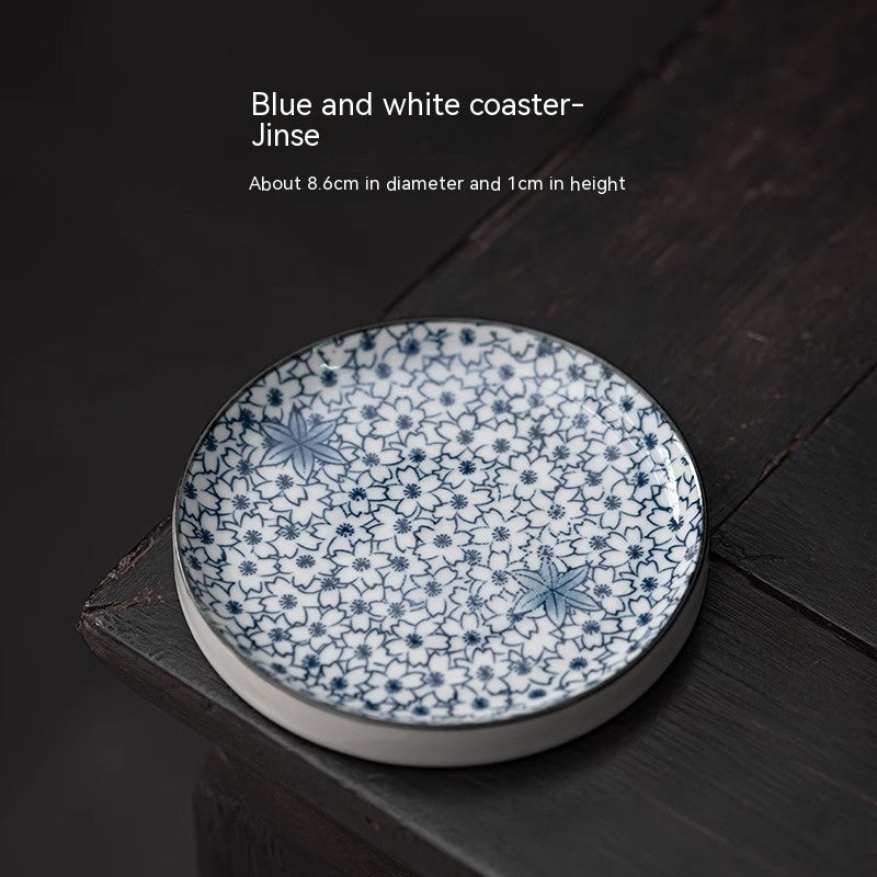 Blue And White Porcelain Teacup Mat Round Heat Proof Mat Household Tea Mat