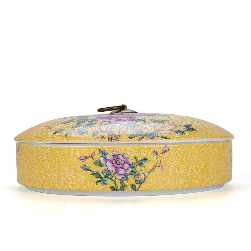 Enamel Tea Caddy Ceramic Sealed Pu'er Tea Box Tea Cake