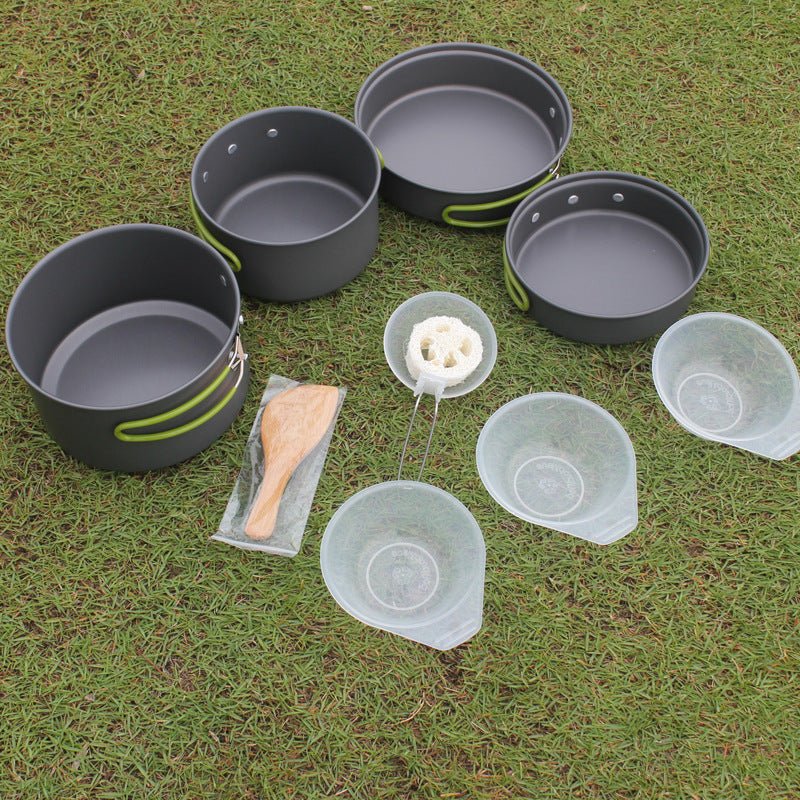 Outdoor Portable Cookware Camping Picnic Cooking Pan Pot Bowl Set for 2-3 Person
