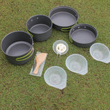Outdoor Portable Cookware Camping Picnic Cooking Pan Pot Bowl Set for 2-3 Person