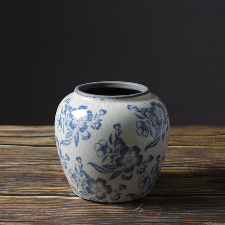 Vintage Blue Color Blau und weißes Porzellanvase