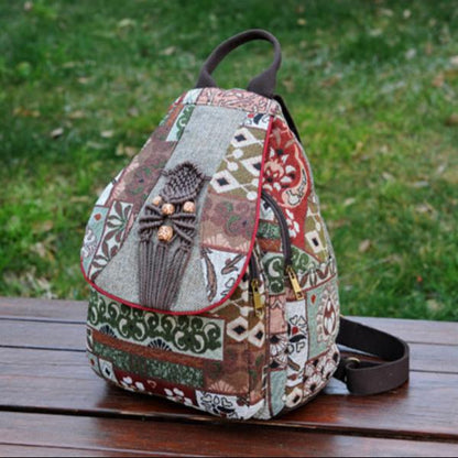 Ethnic style hand-woven backpack