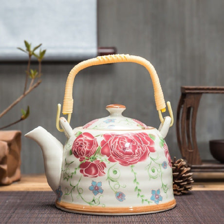 Old Ceramic Teapot Large Brewing Tea Top Handle Pot