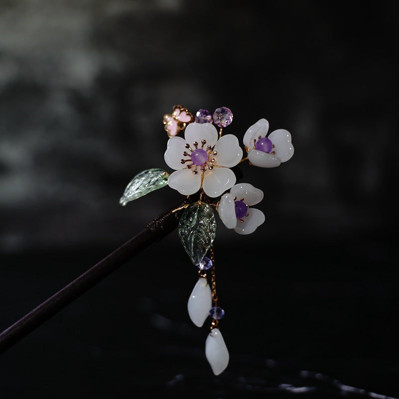 Simple and Stylish Women's Peach Blossom Style Tassel Hairpin-9