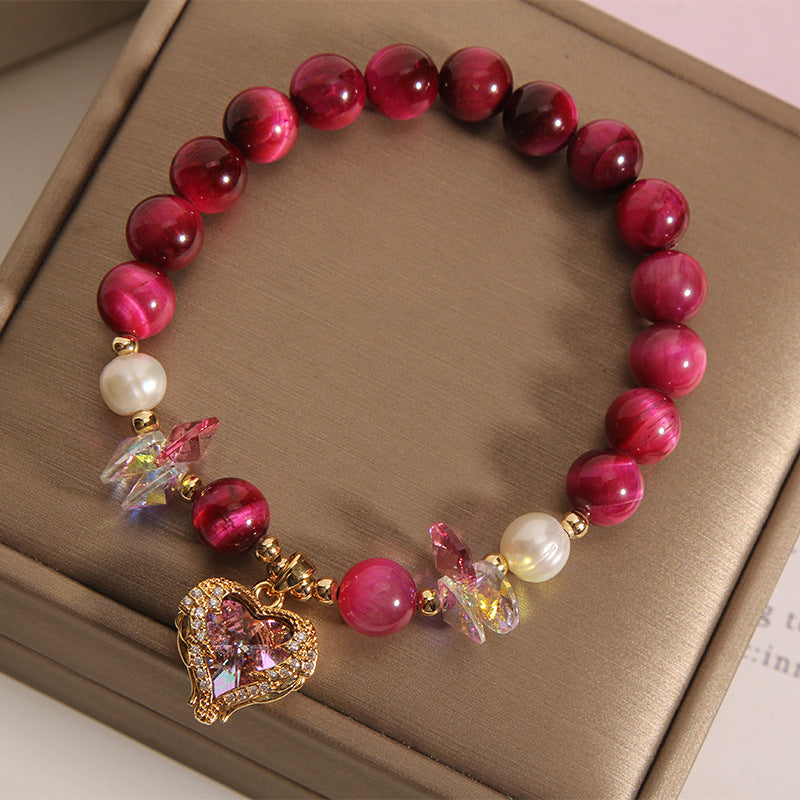 Rose Red Tigereye Crystal Bracelet