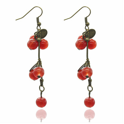 Small cherry pendant earrings earrings