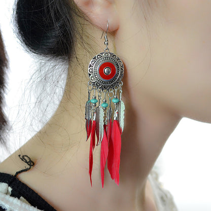 Leaf tassel earrings