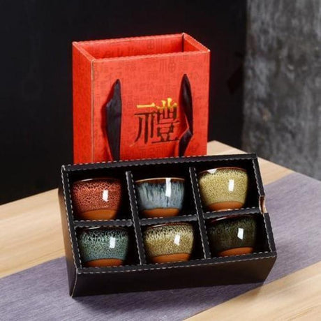 Chinese Style Household Kiln Change Ceramic Teacup Set Gift Box-2