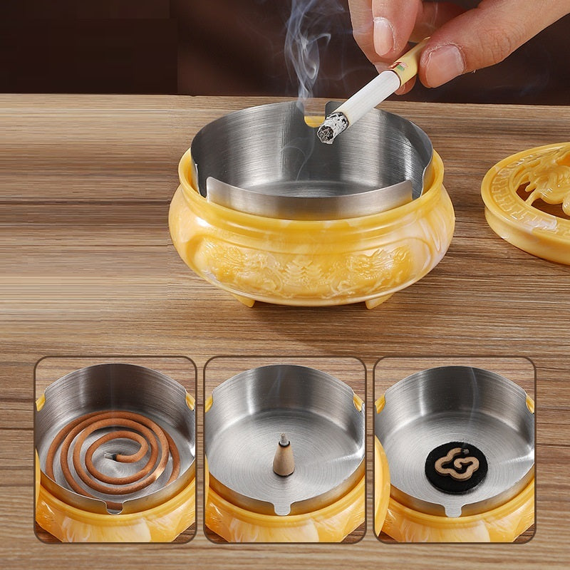 Creative Retro Incense Burner Ashtray Decoration With Lid