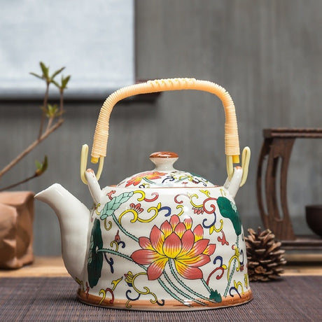Old Ceramic Teapot Large Brewing Tea Top Handle Pot