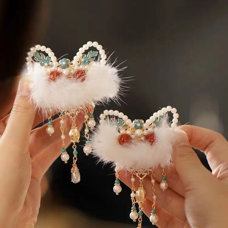 Chinese Southern Lion Tassel Hairpin Daily Accessories Red Cute