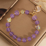 Chinese Style Amethyst Beaded Bracelet For Women