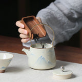 Hand Painted Retro Yuanshan Loop-handled Teapot Ceramic Household Teapot