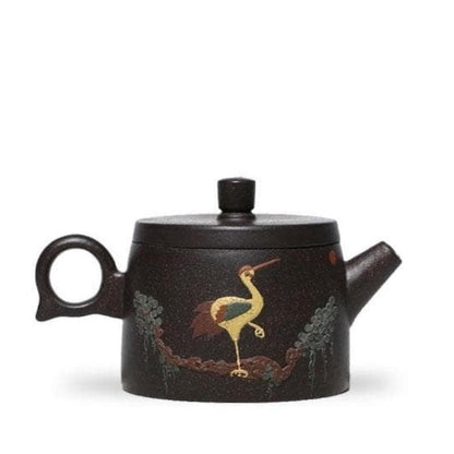 Black Gold Sand Ceramic Teapot Red Phoenix Chaoyang Crane Asked Teapot