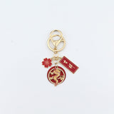 Joyful Red Chinese Loong Lucky Words Keychain-3