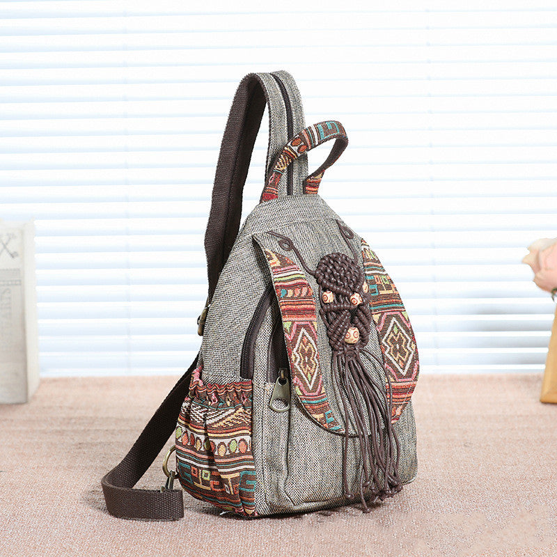 Chinese Ethnic Style Weaving Casual Hundred Art Canvas Backpacks