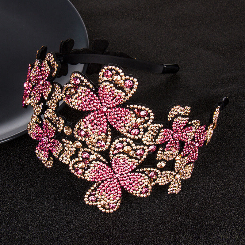 Women's Sweet Clover Flower Rhinestone Hair Bands-4