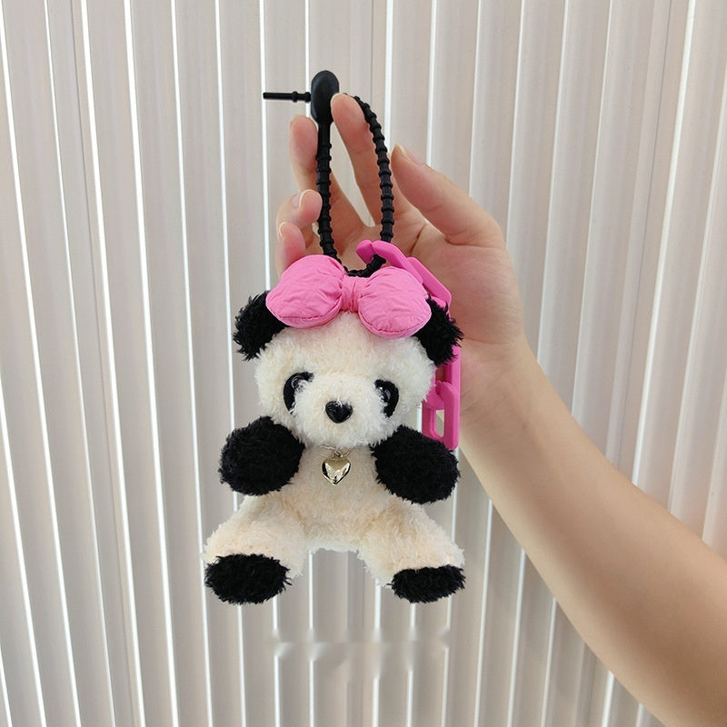 Bow Tie Panda Cute Plush Pendant Car Keychain-7