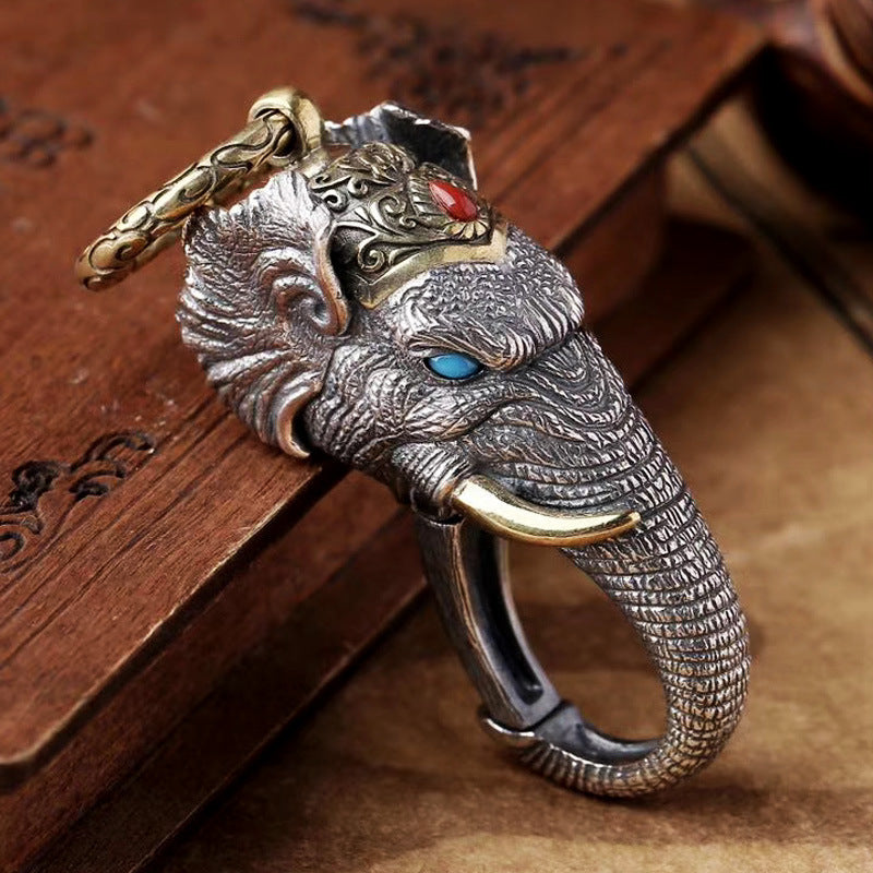 Elephant Keychain Men's Antique Waist Hanging