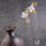 Alte Style Hair Accessoires Hanfu Pflaumenblütenzweig Quaste Haartapin weißer Blütenbohrer