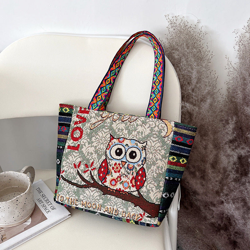 Ethnic Style Animal Three-dimensional Embroidered Canvas Handbag-6