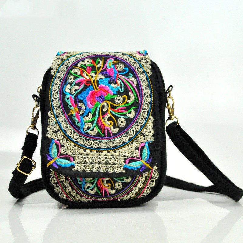 Ethnic Style Flip Marigold Embroidered Mobile Phone Bag-1