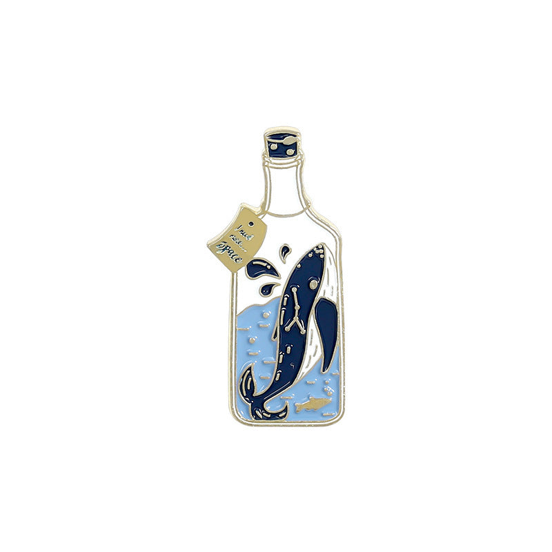 Cartoon Whale Astronaut Drift Bottle Badge Brooch