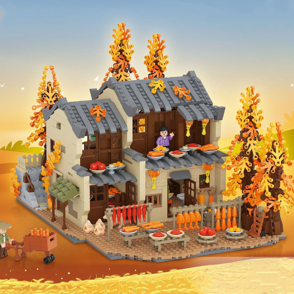 Autumn Sun Drying Farmhouse Courtyard Particle Building Blocks-1