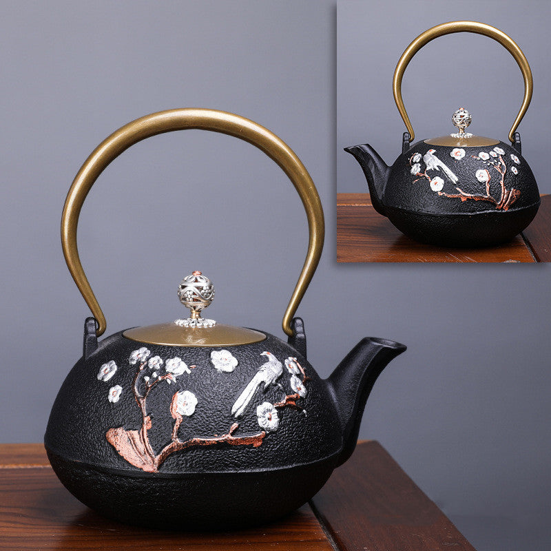 Creative Literary And Art Hand-made Boiled Teapot Happy Iron Teapot