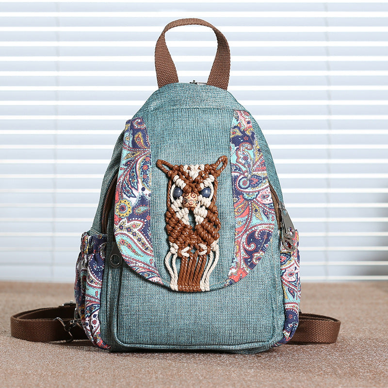 Neuer Stil Frauenbeutel Rucksack Leinwand Quasten Rucksack