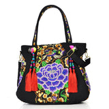 Ethnic Style Floral Embroidery Tassel Shoulder Handbag-2