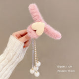 Plush Bow Tassel Hairpin Shark Clip