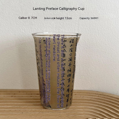 Chinese Style Fashion Famous Calligraphy Household Glass Cup-6