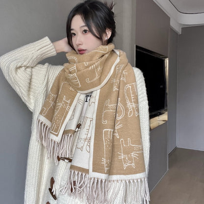 Thick Warm Scarf Double-sided Cashmere-like Scarf