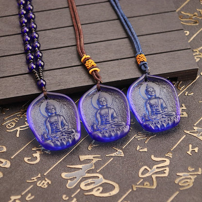 Ancient French Glaze Crystal Pendant Temple Binding Supplies With Protective Talisman Necklace