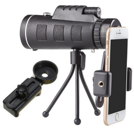 Compatible with Apple, Monocular Telescope Zoom Scope with Phone Clip Tripod