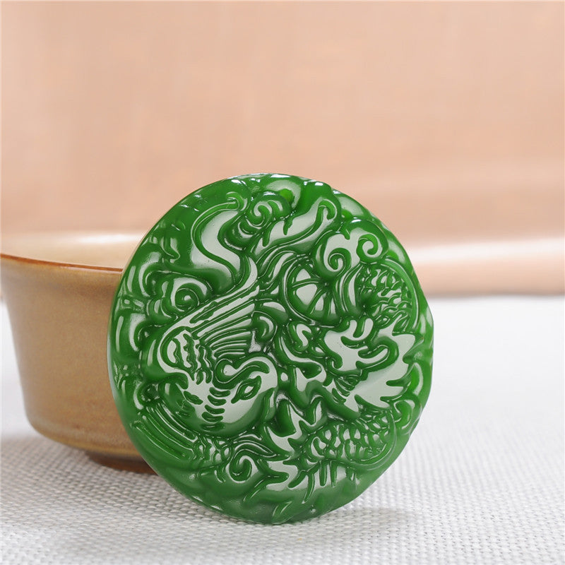 Mode Spinatgrün Hetian Jade Anhänger