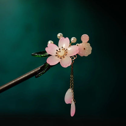 Simple and Stylish Women's Peach Blossom Style Tassel Hairpin-7