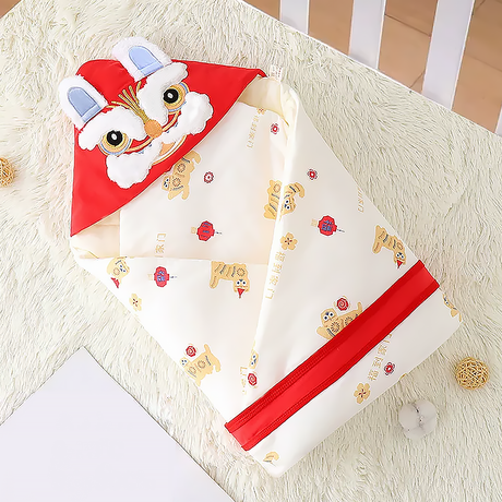 Chinese Style Newborn Baby Red Cartoon Autumn Winter Swaddle Blanket-4