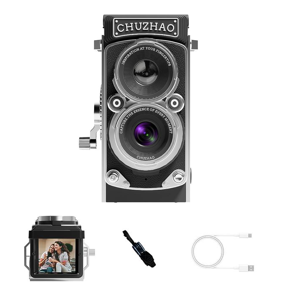 Digital Mini Portable TLR Camera with Retro Twin Lens Design-4