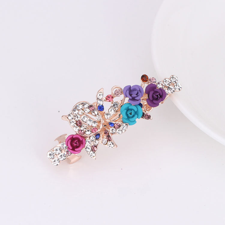 Women's Hair Accessories Rose Flower Rhinestone Hair Cards-8