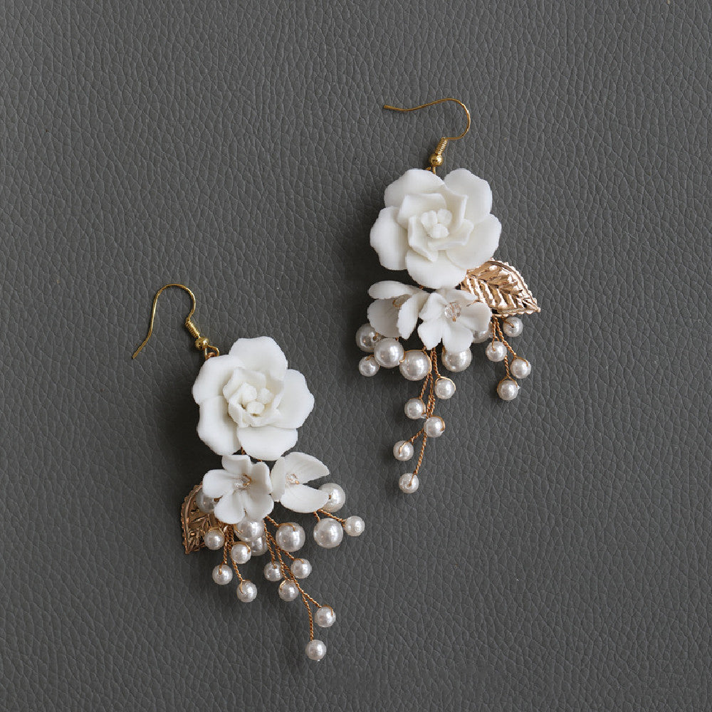 Handmade Beaded Ceramic Flower Hairpin