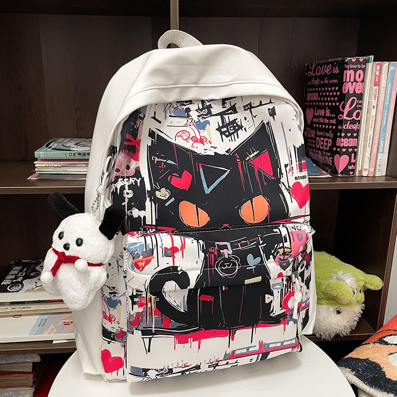 Girls' Harajuku Style Personalized Graffiti Simple All-match Backpack