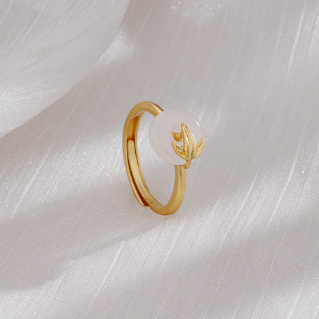 Chinesischer Stil Hetian White Jade Friedensschnallen Ring