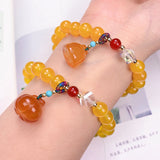 Chinese Style Lotus Pumpkin Natural Yellow Agate Bracelet-4