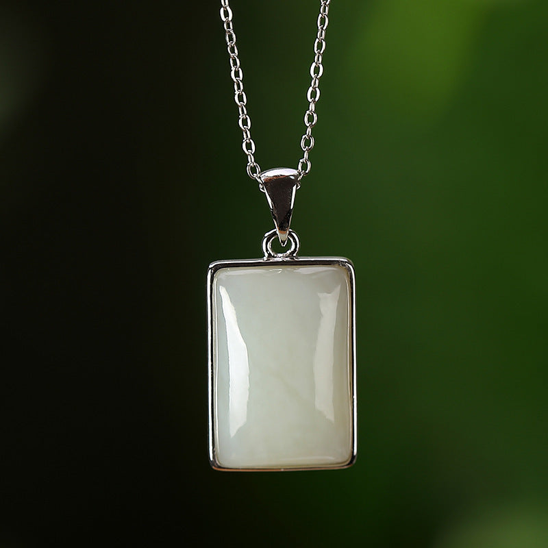 Sterling Silver Gold-plated Hetian Jade Sapphire Pendant